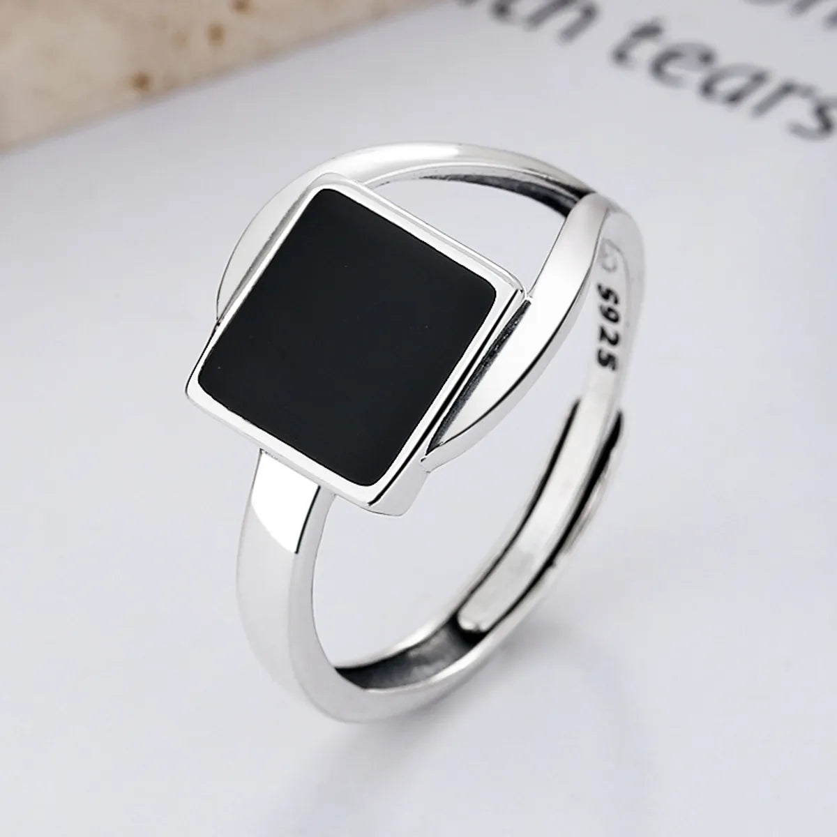 Sterling Silver Simple Style Geometric Square Open Rings