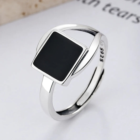 Sterling Silver Simple Style Geometric Square Open Rings