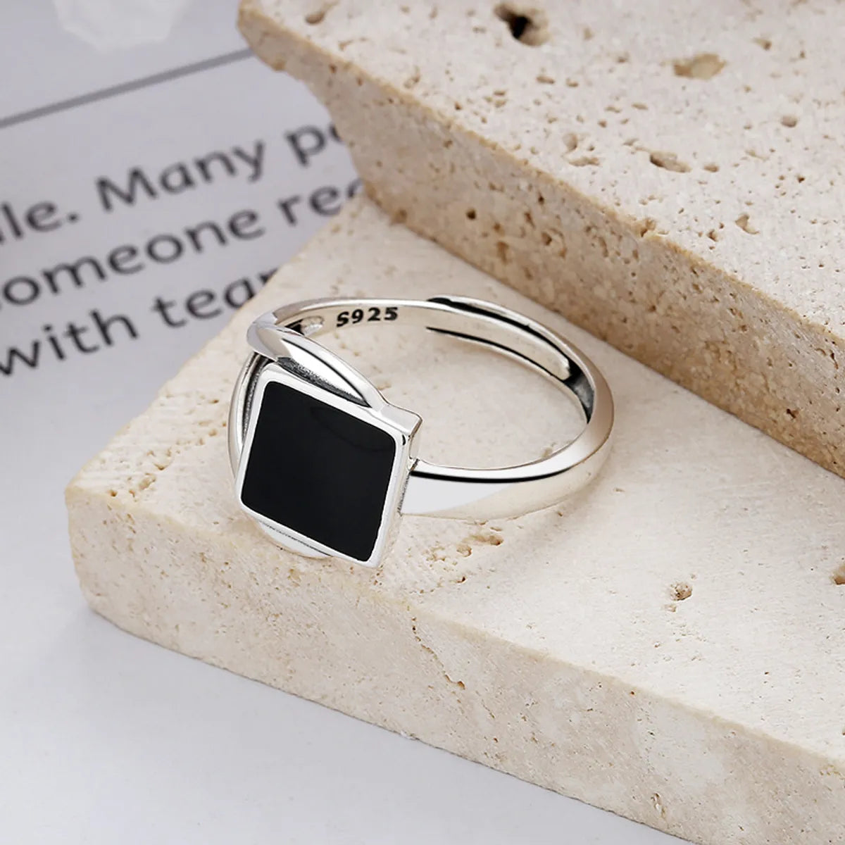 Sterling Silver Simple Style Geometric Square Open Rings