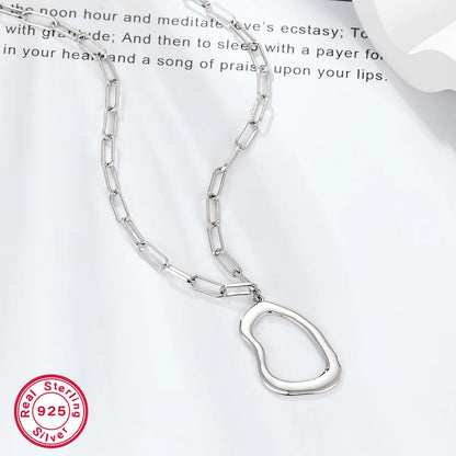 Sterling Silver Simple Style Irregular Solid Color Plating Pendant Necklace