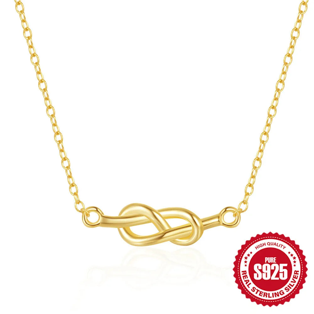 Sterling Silver Simple Style Knot Plating Necklace