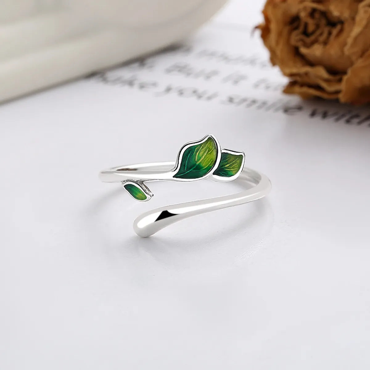 Sterling Silver Simple Style Leaf Open Rings