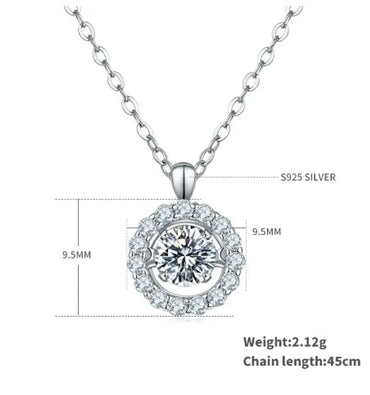 Sterling Silver Simple Style Shiny Round Gra Plating Inlay Moissanite Pendant Necklace