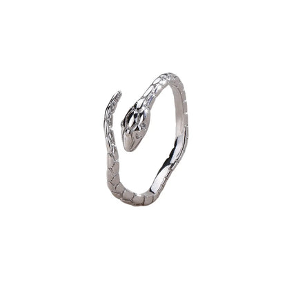 Sterling Silver Simple Style Snake Plating Open Rings