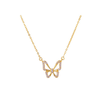 Sterling Silver Sweet Butterfly Plating Pendant Necklace