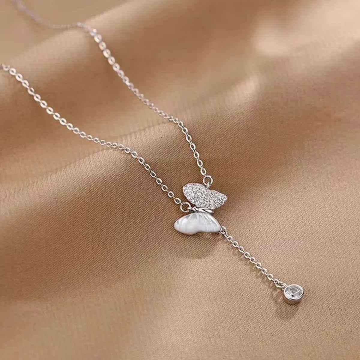 Sterling Silver Sweet Butterfly Plating Pendant Necklace