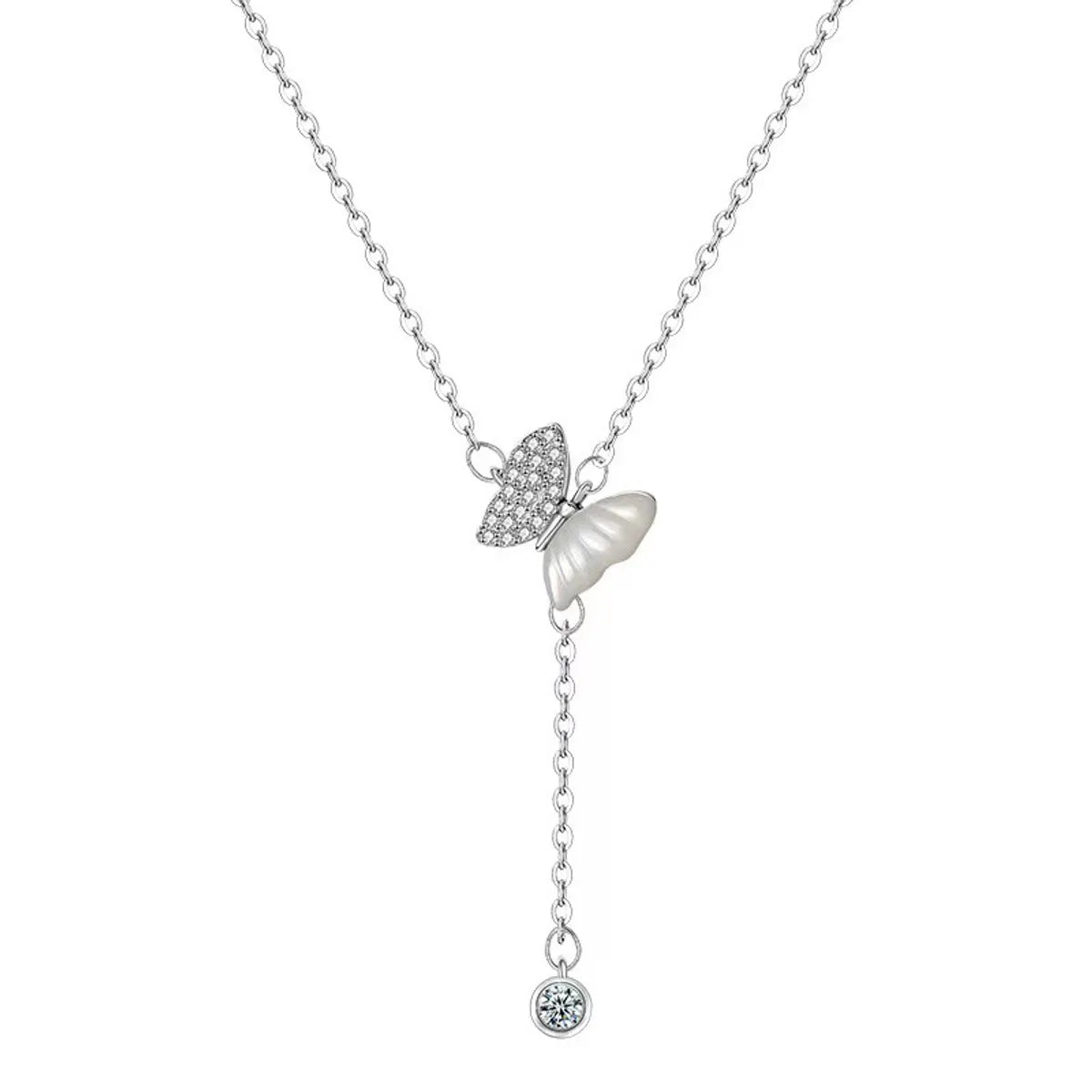 Sterling Silver Sweet Butterfly Plating Pendant Necklace