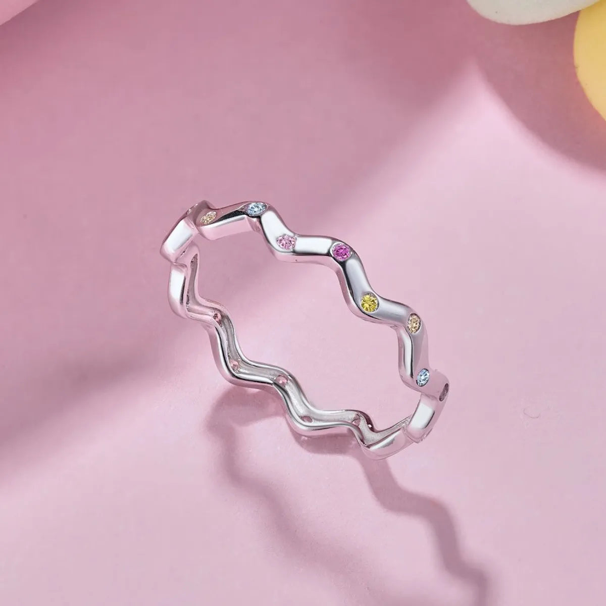 Sterling Silver Sweet Geometric Waves Plating Rings