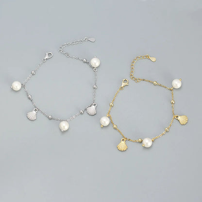 Sterling Silver Sweet Pearl Plating Shell Bracelets