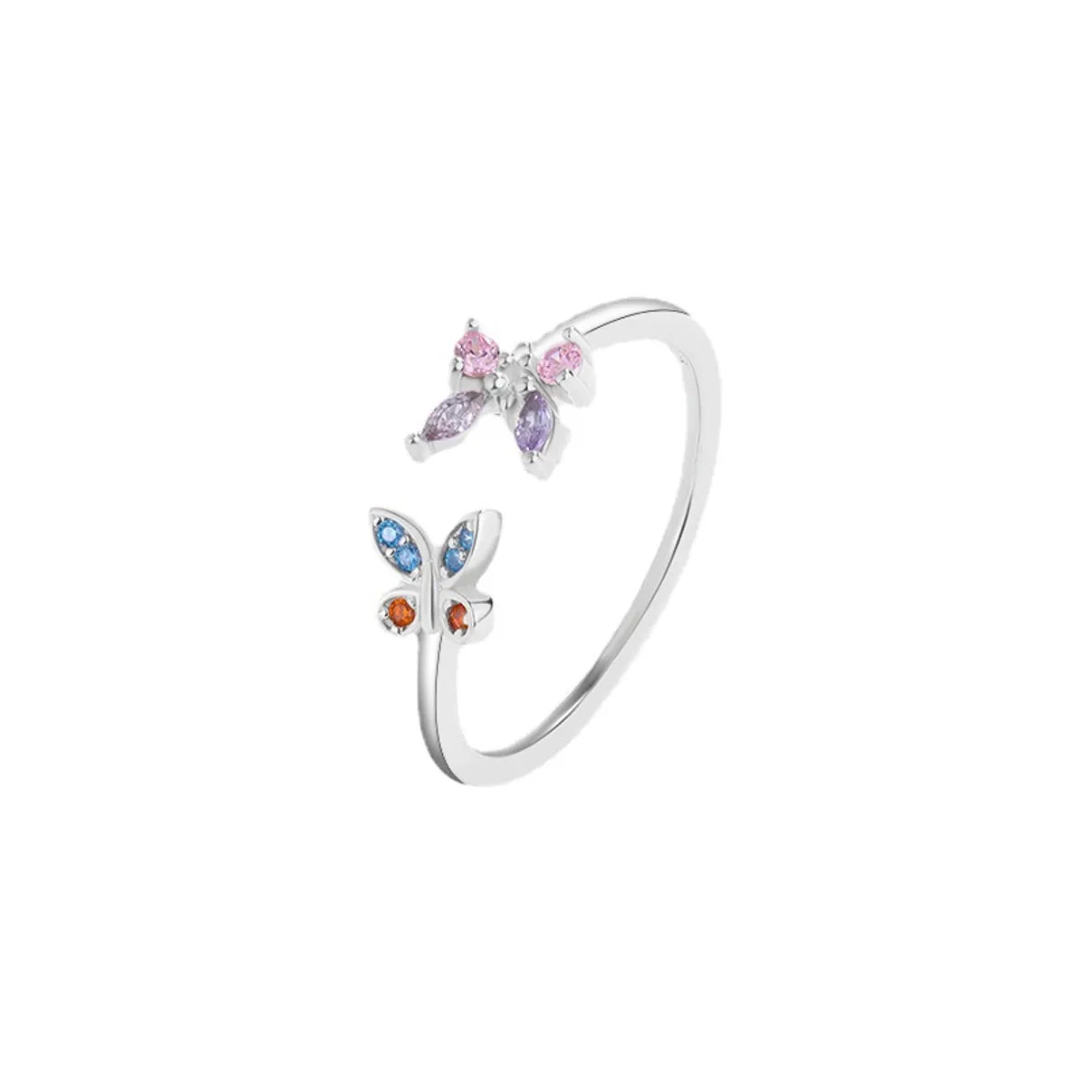 Sterling Silver Sweet Simple Style Butterfly Open Rings