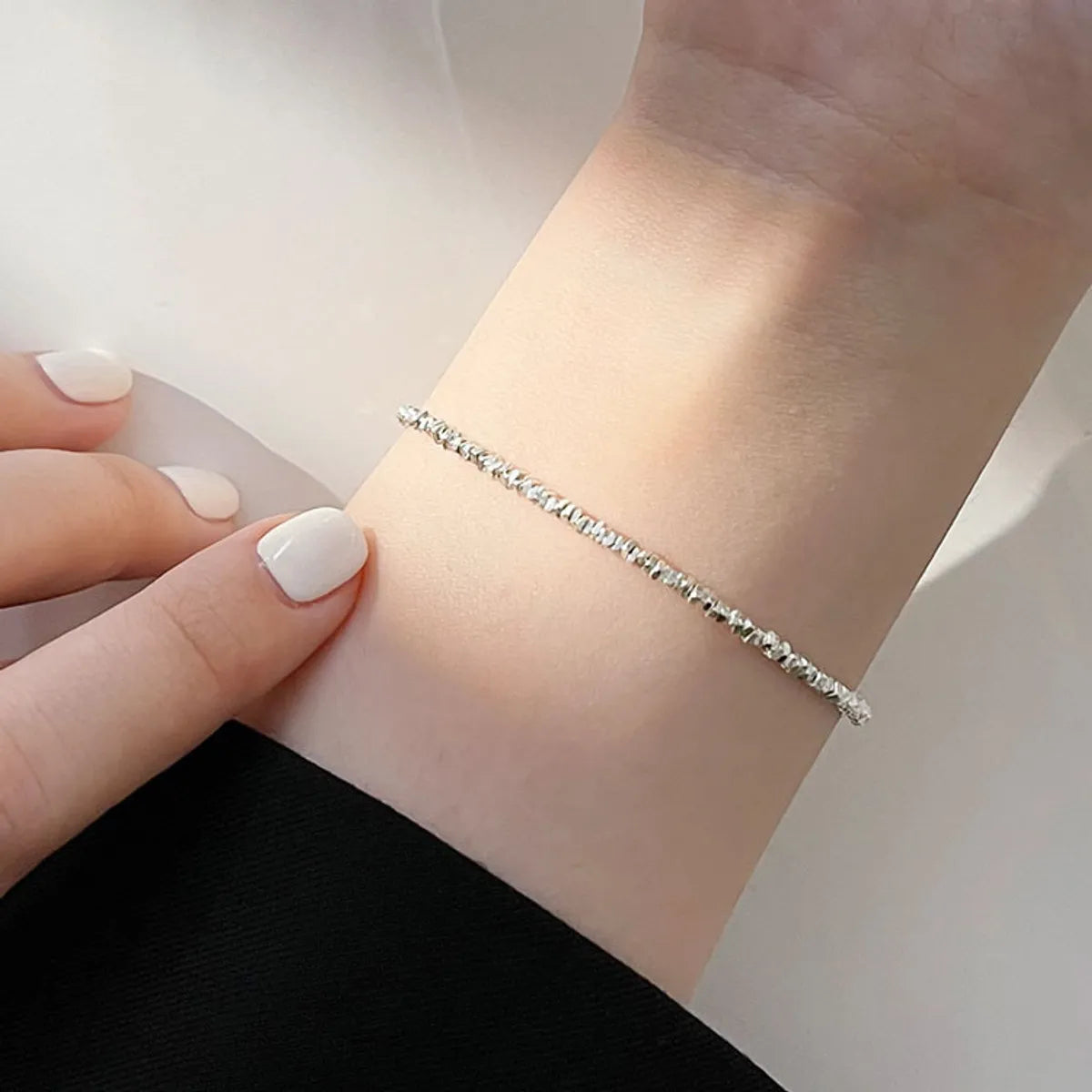 Sterling Silver Sweet Solid Color Polishing Bracelets