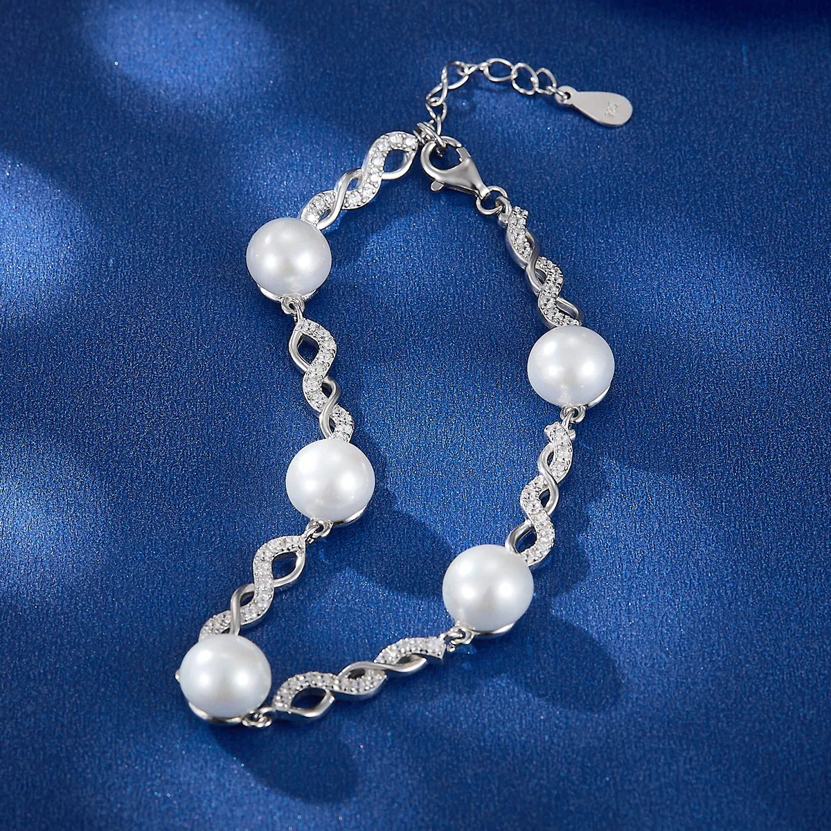 Sterling Silver White Gold Plated Elegant Glam Plating Inlay Solid Color Pearl Zircon Bracelets