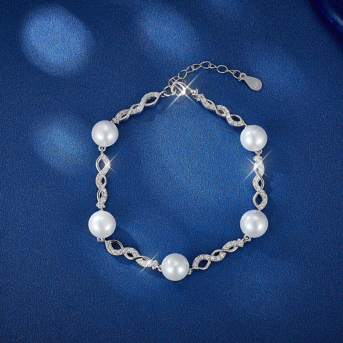 Sterling Silver White Gold Plated Elegant Glam Plating Inlay Solid Color Pearl Zircon Bracelets