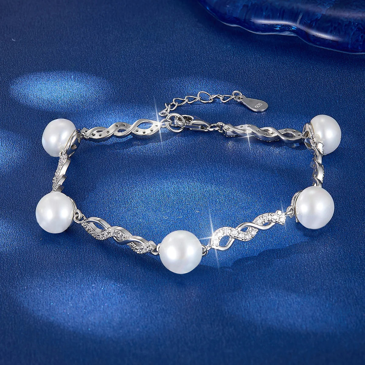 Sterling Silver White Gold Plated Elegant Glam Plating Inlay Solid Color Pearl Zircon Bracelets