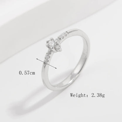 Sterling Silver White Gold Plated Elegant Romantic Plating Inlay Solid Color Zircon Rings