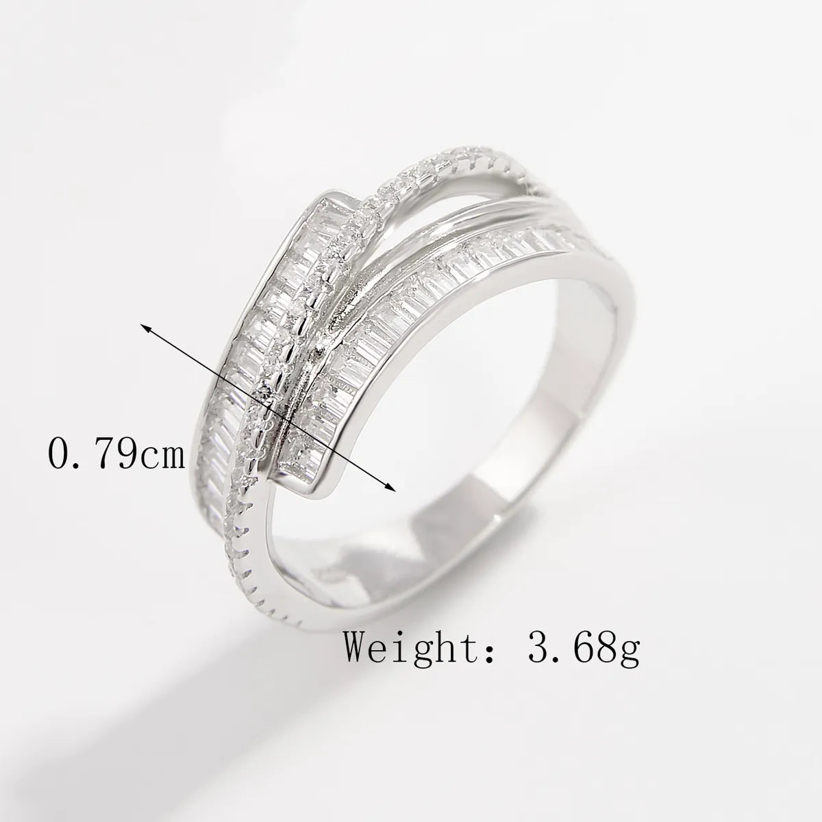 Sterling Silver White Gold Plated Elegant Solid Color Plating Inlay V Shape Infinity Zircon Rings