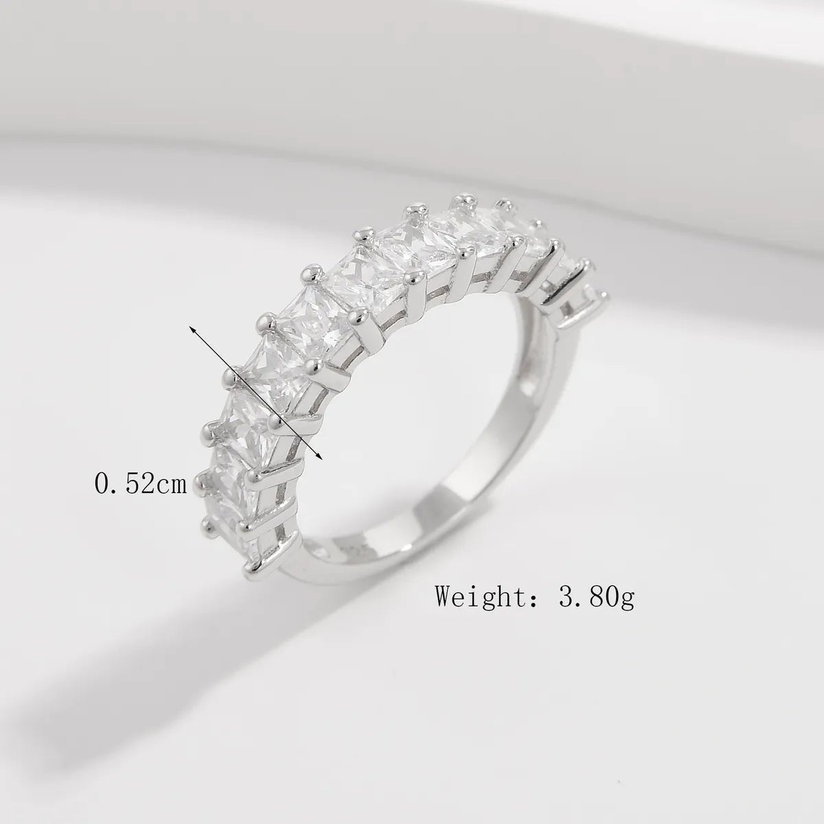 Sterling Silver White Gold Plated Elegant Solid Color Plating Inlay V Shape Infinity Zircon Rings