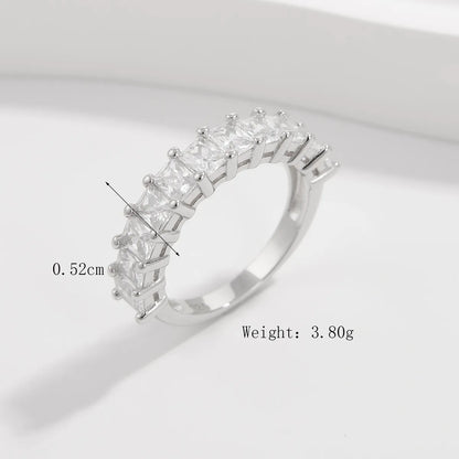 Sterling Silver White Gold Plated Elegant Solid Color Plating Inlay V Shape Infinity Zircon Rings