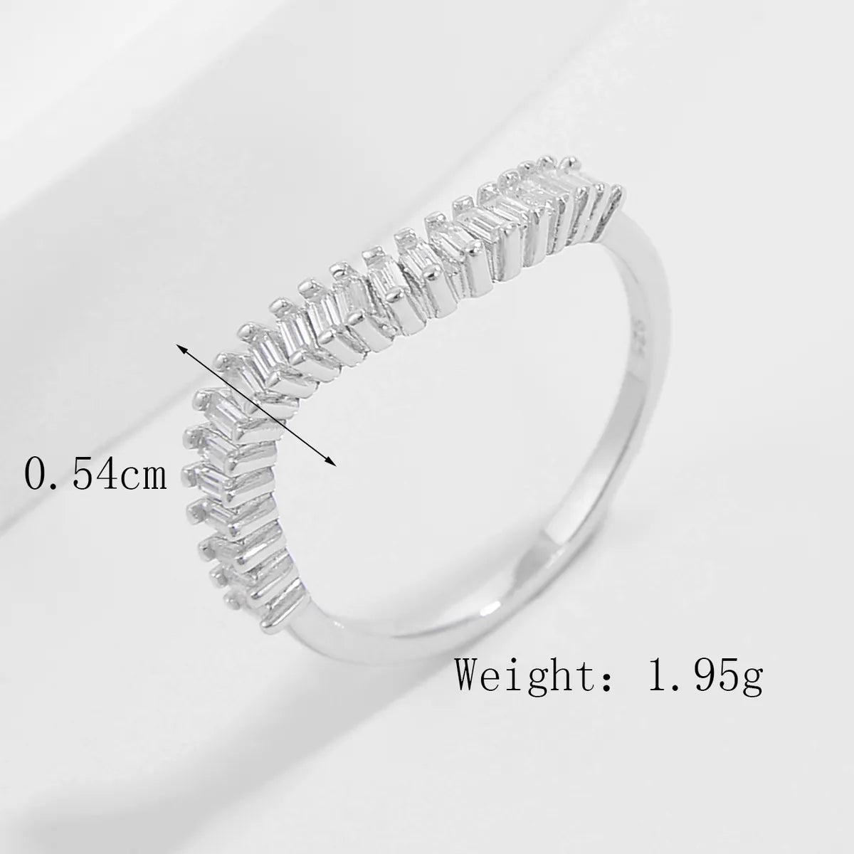 Sterling Silver White Gold Plated Elegant Solid Color Plating Inlay V Shape Infinity Zircon Rings