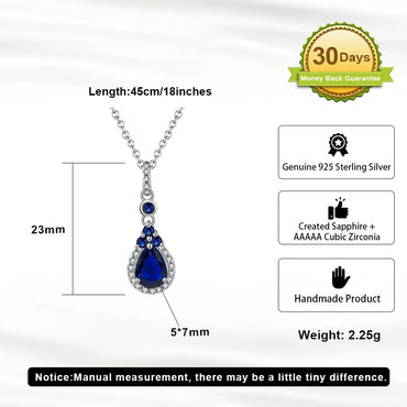 Sterling Silver White Gold Plated Glam Luxurious Shiny Water Droplets Handmade Polishing Inlay Zircon Pendant Necklace