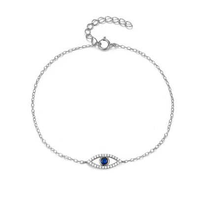 Sterling Silver White Gold Plated Gold Plated Classic Style Inlay Devil'S Eye Eye Zircon Bracelets