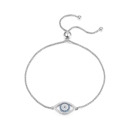 Sterling Silver White Gold Plated Gold Plated Classic Style Inlay Devil'S Eye Eye Zircon Bracelets