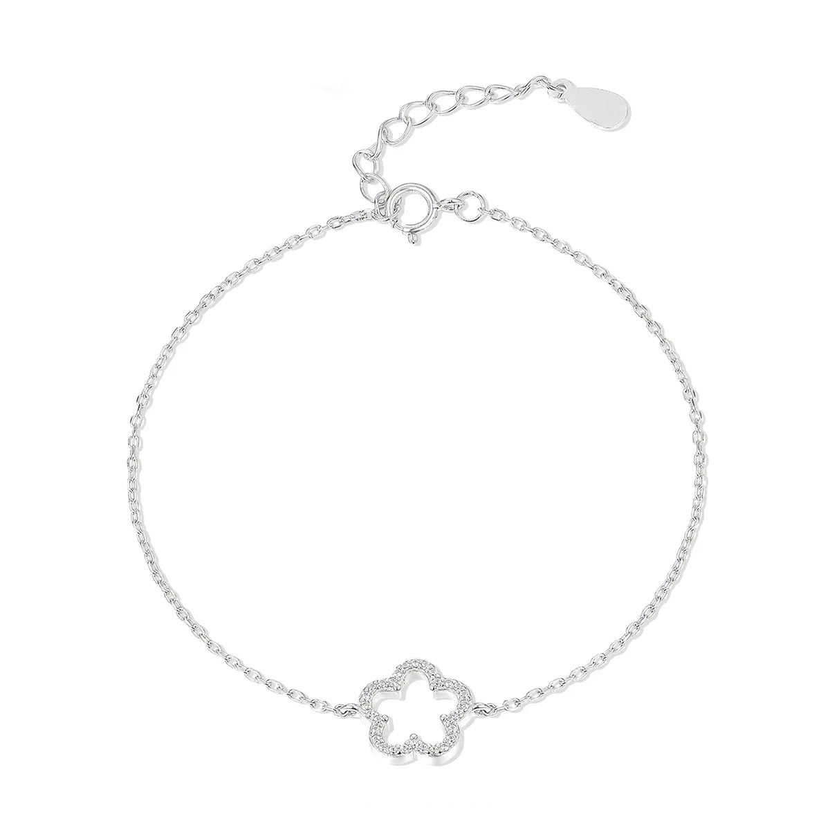 Sterling Silver White Gold Plated Gold Plated Cute Romantic Sweet Inlay Flower Zircon Bracelets