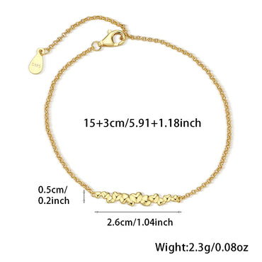 Sterling Silver White Gold Plated Gold Plated Simple Style Heart Shape Bracelets