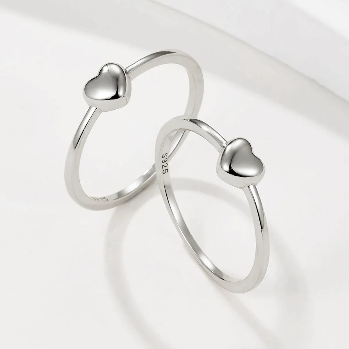 Sterling Silver White Gold Plated Plating Heart Shape Rings