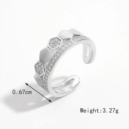 Sterling Silver White Gold Plated Plating Inlay Heart Shape Flower Zircon Rings