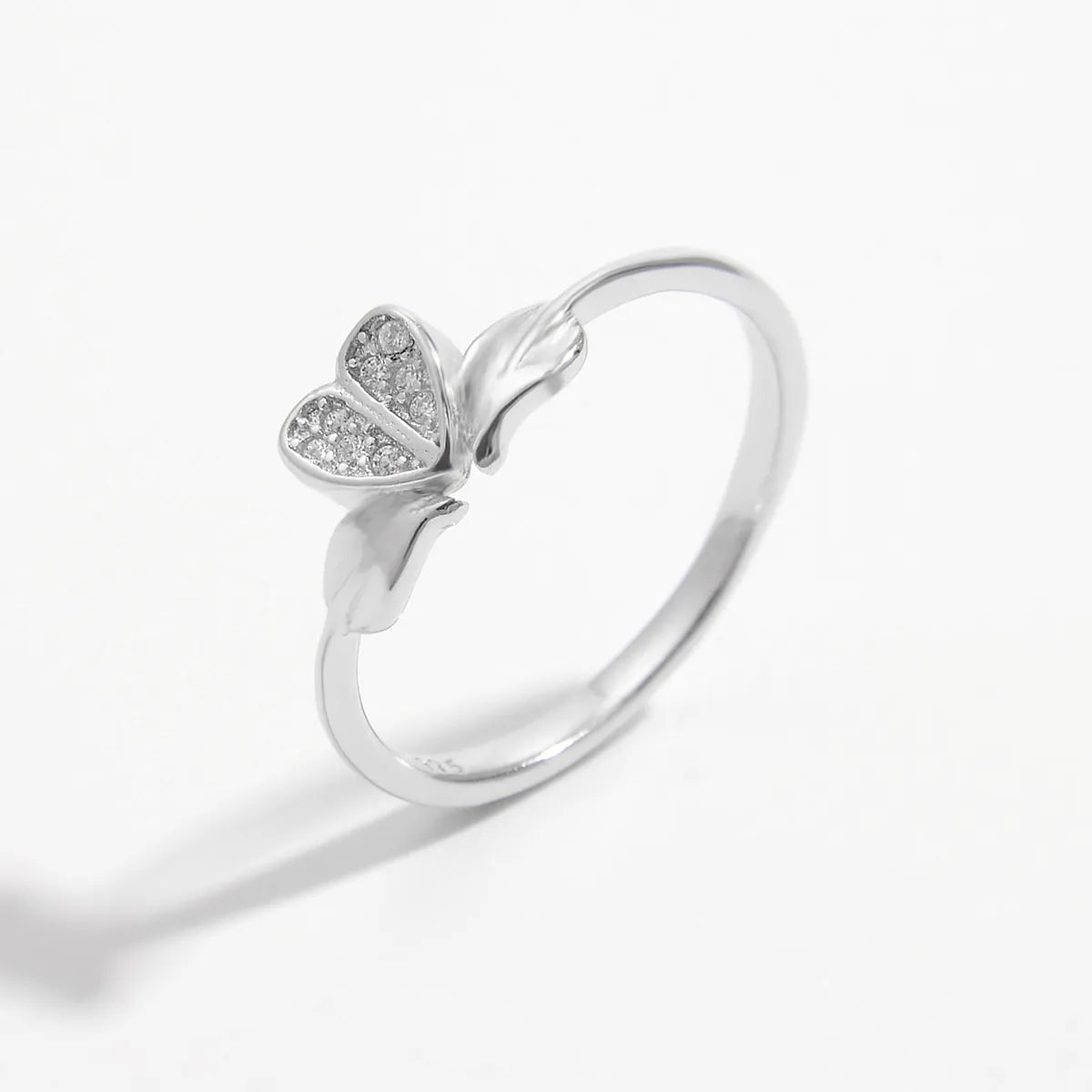 Sterling Silver White Gold Plated Plating Inlay Heart Shape Flower Zircon Rings