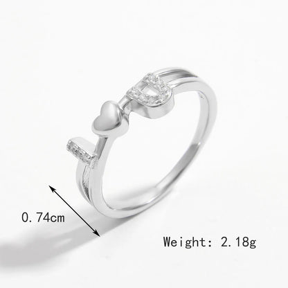 Sterling Silver White Gold Plated Plating Inlay Heart Shape Flower Zircon Rings