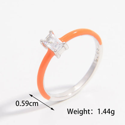 Sterling Silver White Gold Plated Romantic Classic Style Shiny Plating Inlay Rectangle Zircon Rings