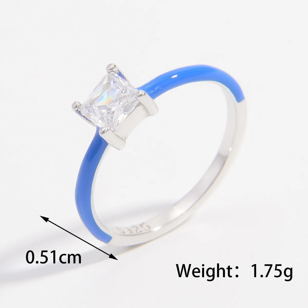 Sterling Silver White Gold Plated Romantic Classic Style Shiny Plating Inlay Rectangle Zircon Rings