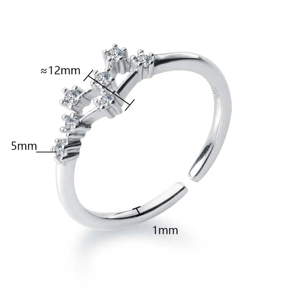 Sterling Silver White Gold Plated Silver Plated Casual Elegant Plating Inlay Constellation Zircon Open Rings