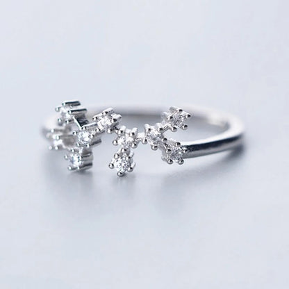 Sterling Silver White Gold Plated Silver Plated Casual Elegant Plating Inlay Constellation Zircon Open Rings