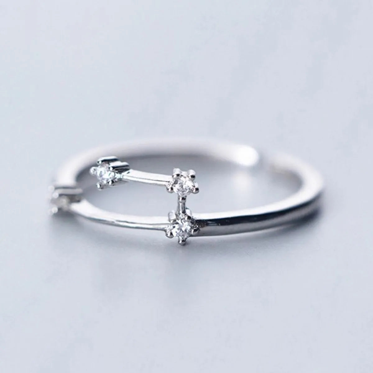 Sterling Silver White Gold Plated Silver Plated Casual Elegant Plating Inlay Constellation Zircon Open Rings