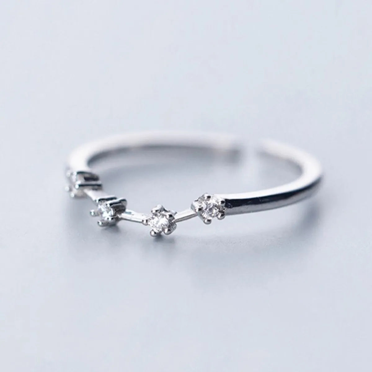 Sterling Silver White Gold Plated Silver Plated Casual Elegant Plating Inlay Constellation Zircon Open Rings