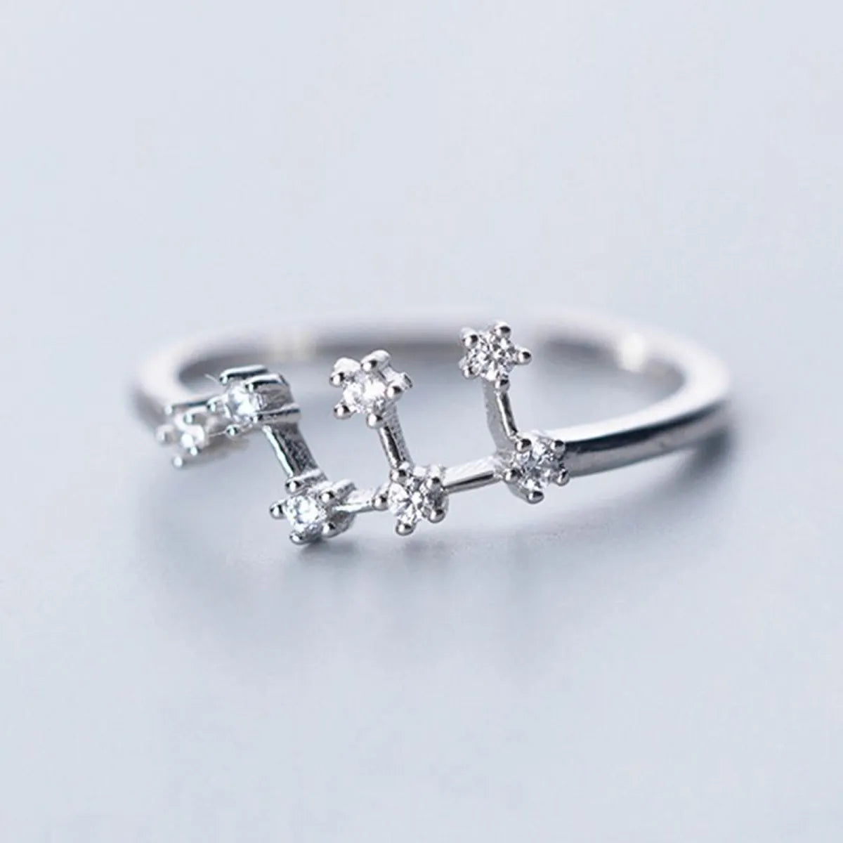 Sterling Silver White Gold Plated Silver Plated Casual Elegant Plating Inlay Constellation Zircon Open Rings