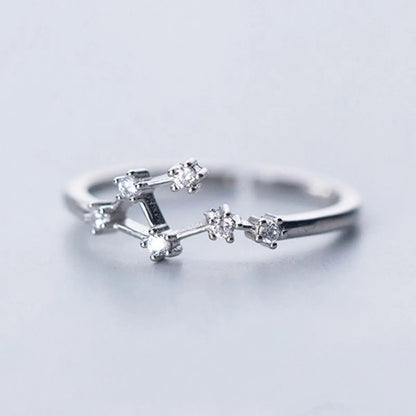 Sterling Silver White Gold Plated Silver Plated Casual Elegant Plating Inlay Constellation Zircon Open Rings