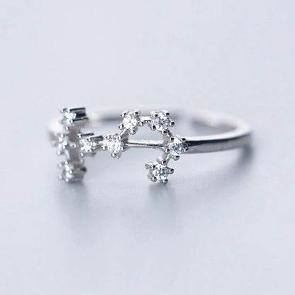 Sterling Silver White Gold Plated Silver Plated Casual Elegant Plating Inlay Constellation Zircon Open Rings