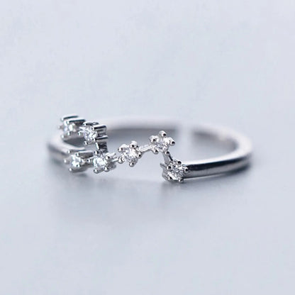 Sterling Silver White Gold Plated Silver Plated Casual Elegant Plating Inlay Constellation Zircon Open Rings