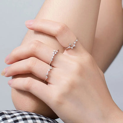 Sterling Silver White Gold Plated Silver Plated Casual Elegant Plating Inlay Constellation Zircon Open Rings