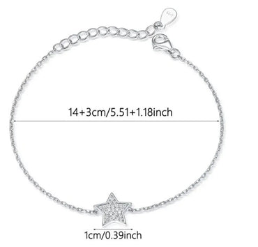 Sterling Silver White Gold Plated Simple Style Pentagram Star Inlay Zircon Bracelets