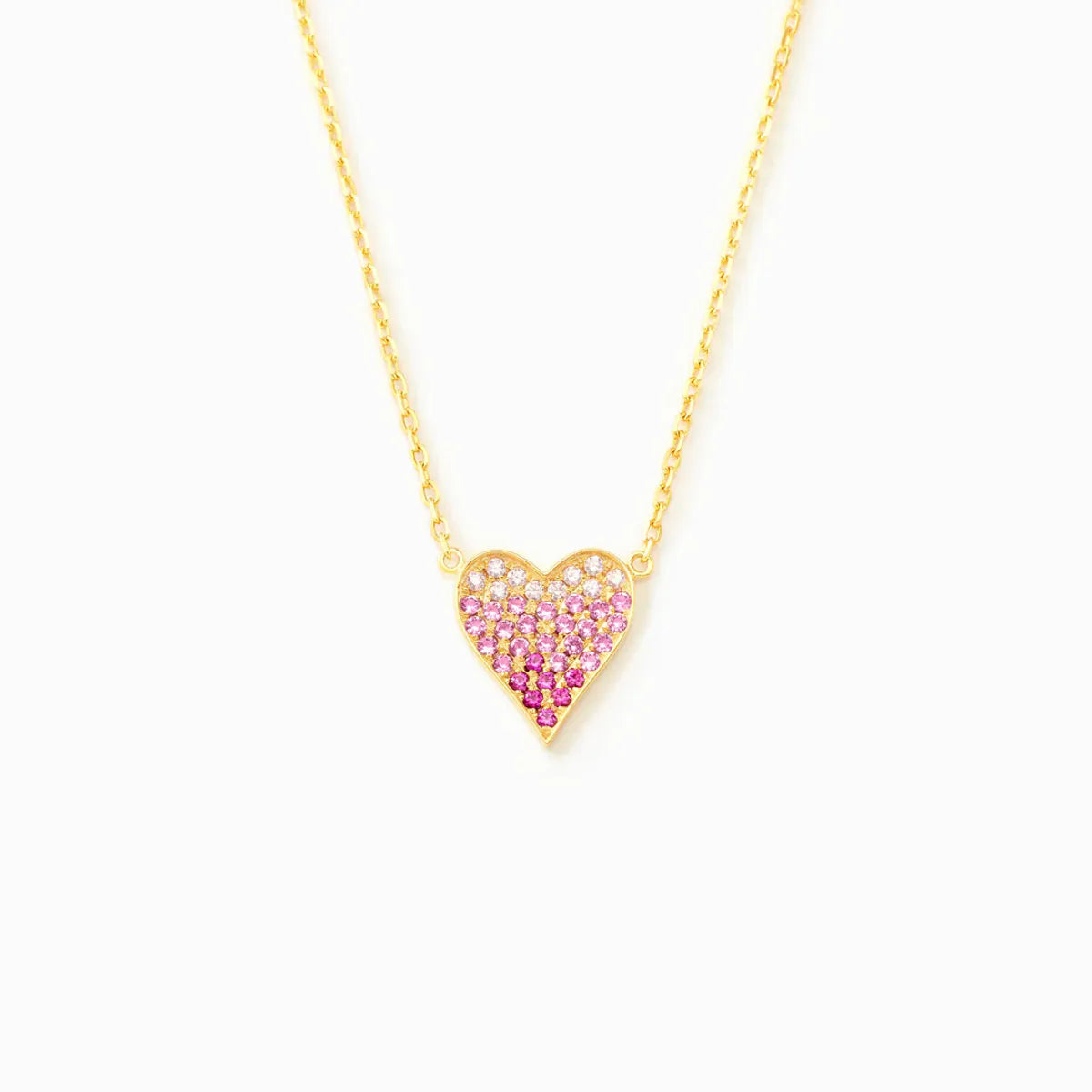 Sterling Silver Zircon Cable Chain Inlay Heart Shape Necklace