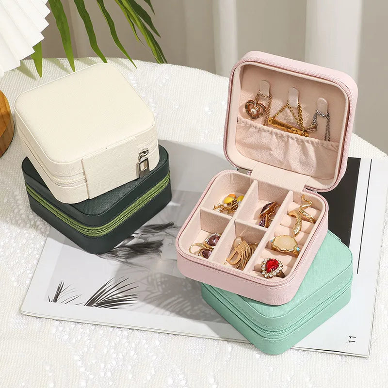 Pu Leather Basic Daily Solid Color Jewelry Boxes