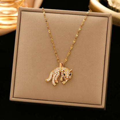 Streetwear Animal Stainless Steel Plating Inlay Zircon Pendant Necklace