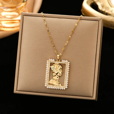 Streetwear Animal Stainless Steel Plating Inlay Zircon Pendant Necklace