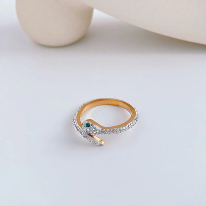 Streetwear Animal Titanium Steel Plating Inlay Artificial Diamond Open Ring