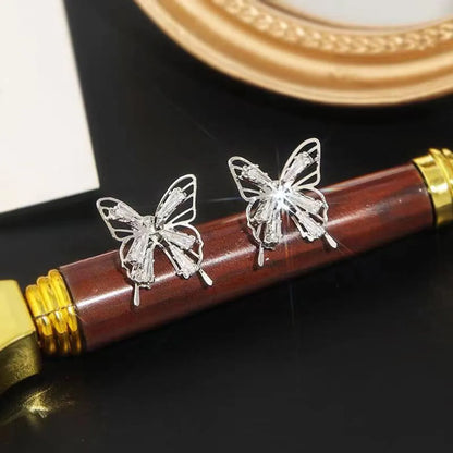 Streetwear Butterfly Alloy Hollow Out Inlay Zircon Women's Ear Studs